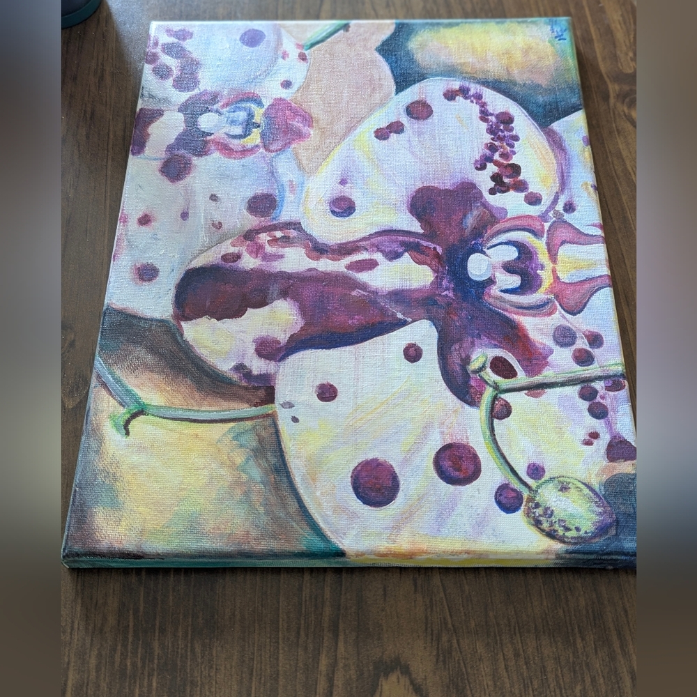 Orchid Painting-Original Artwork 11x14 Acrylic - Picture 3 of 4